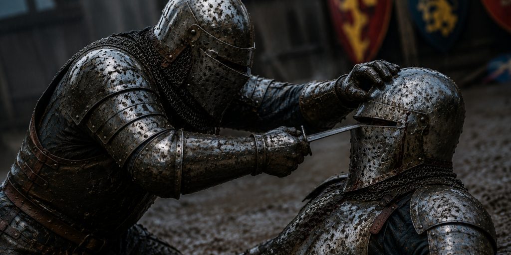 Knight exploits visor vulnerability with Rondel Dagger
