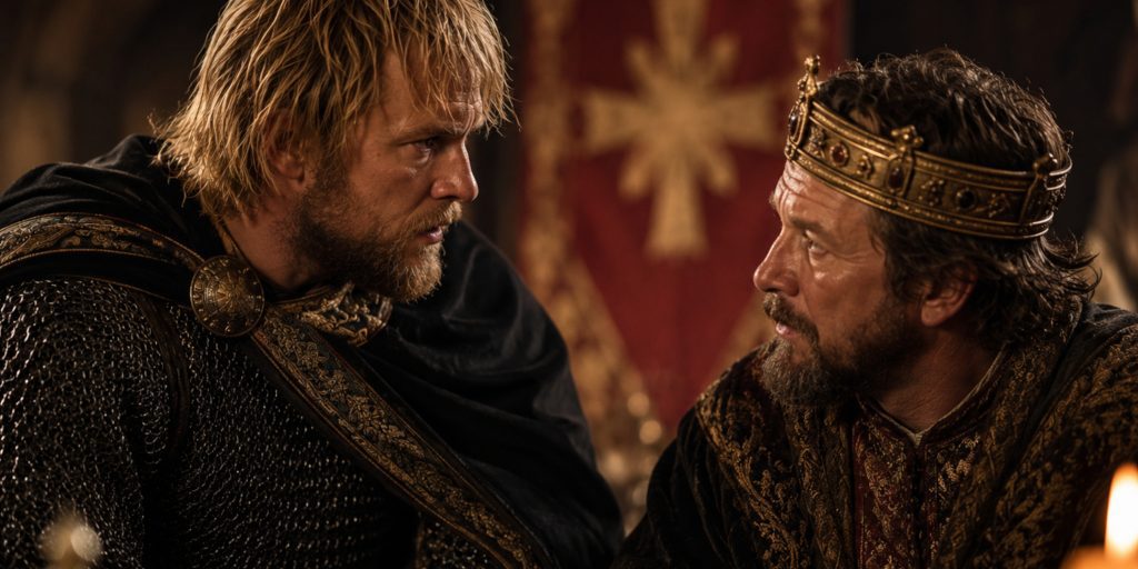 Harold Godwinson and Edward the Confessor talking