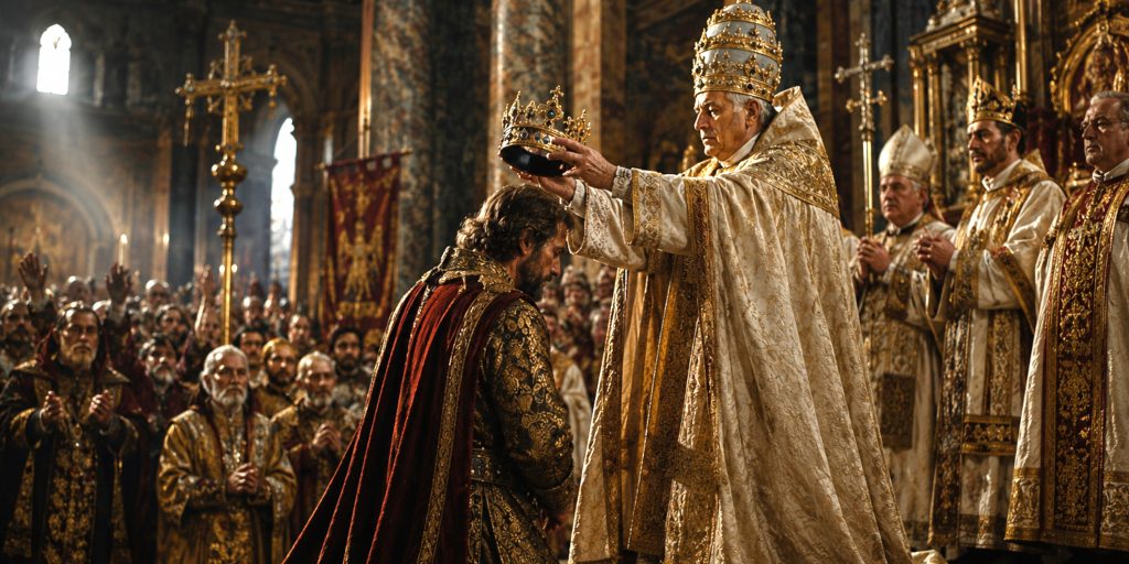 On Christmas Day 800, Pope Leo III crowned Charlemagne Emperor in Rome