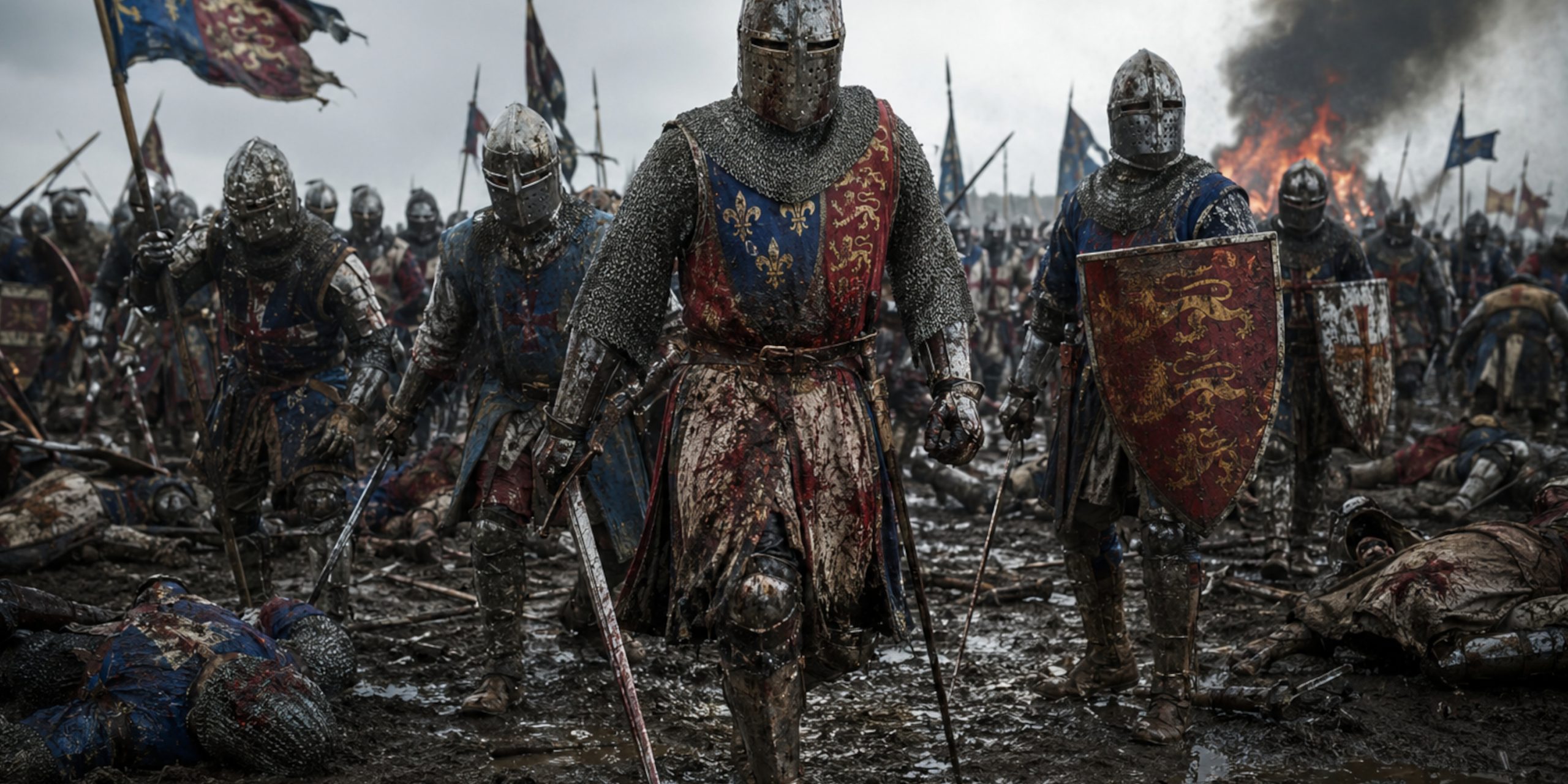 Bloody medieval battle aftermath