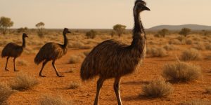 Emus in Australian outback