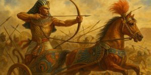 Rameses II - Ramesesses the Great shooting a bow from a chariot