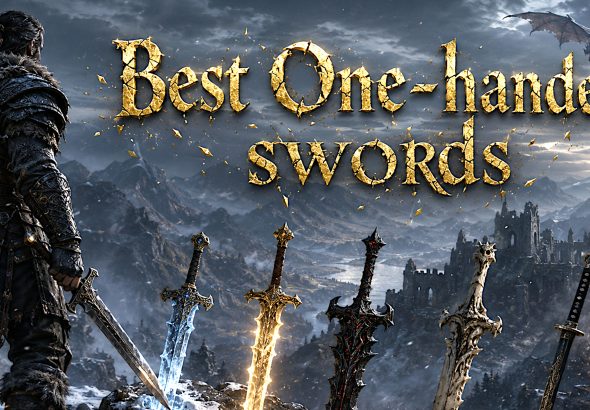 Dragonborn holding one of the best one-handed swords in Skyrim