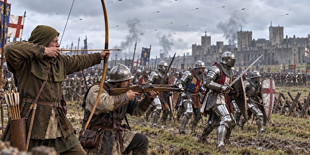 Longbows, crossbows and armour
