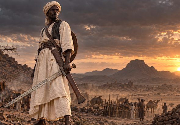 Sudanese Warrior with a Kaskara Sword