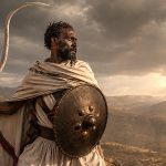 Sunset warrior with a hooked Ethiopian shotel