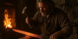 Pattern welded iron sword