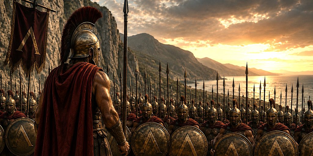 King Leonidas with the 300 spartans