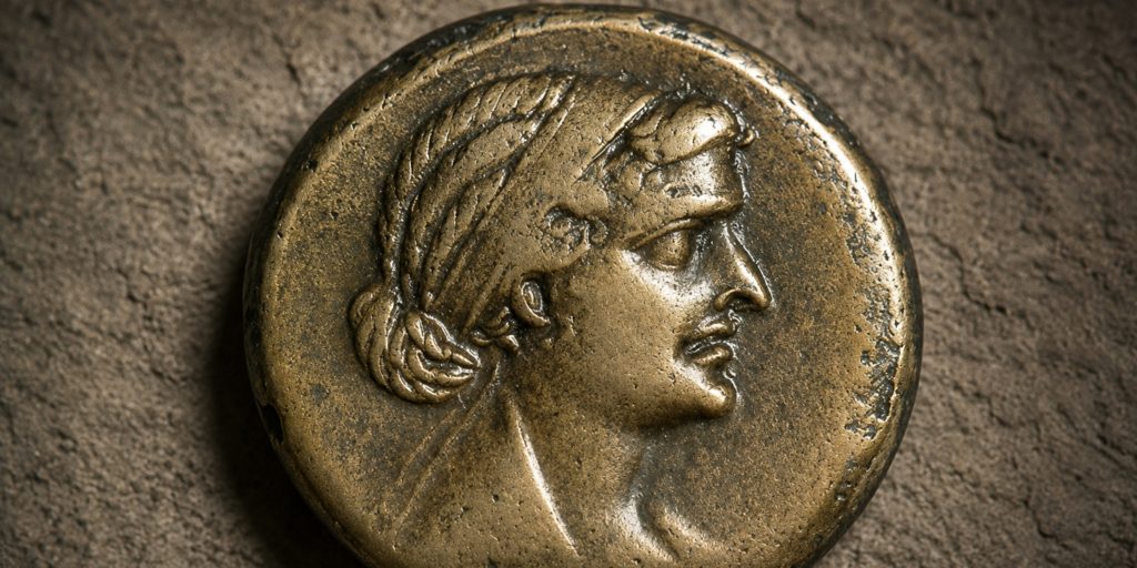 Cleopatra face on coin