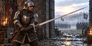 Late medieval soldier with an Espadon sword