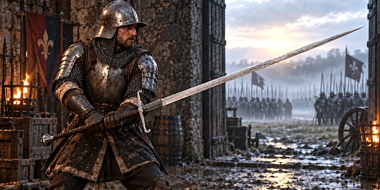 Late medieval soldier with an Espadon sword