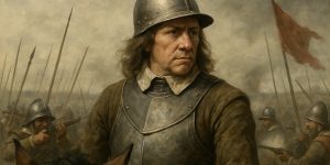 Oliver Cromwell on horseback at Naseby