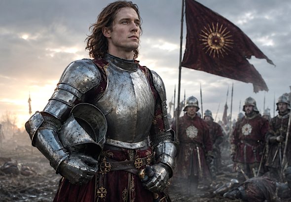 Edward IV of England portrayed as a Yorkist warrior king during the Wars of the Roses