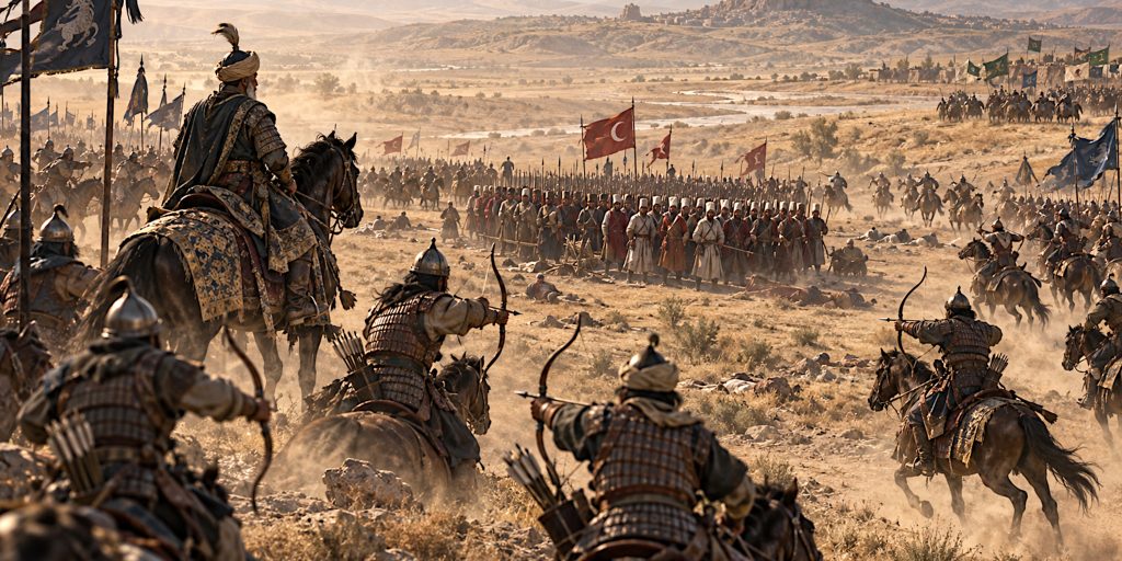 Timurid Cavalry Encircles the Ottoman Army