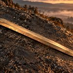 A modern reconstruction illustrating a European bronze antenna sword. Blade and hilt forms varied between regional types.