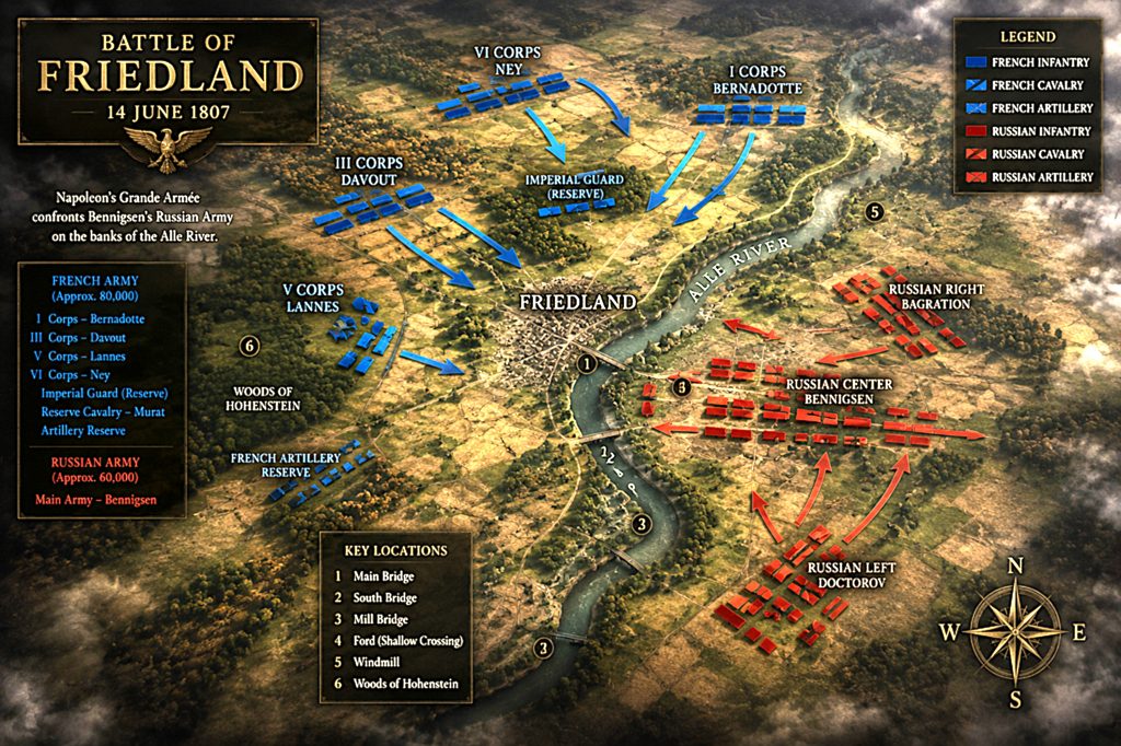Battle of Friedland Map