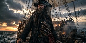 Blackbeard aboard Queen Anne’s Revenge