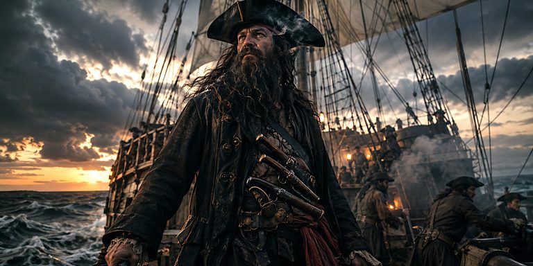 Blackbeard aboard Queen Anne’s Revenge