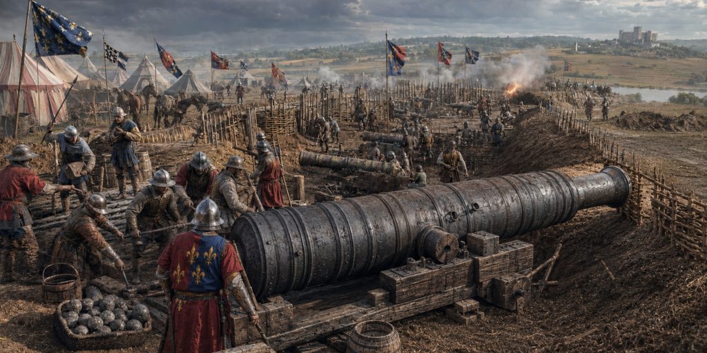 French Cannon Aimed Beyond the Palisade