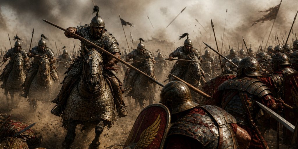 cataphracts charge weakened Roman line