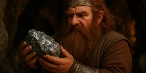 Mithril held in the hands of a dwarf