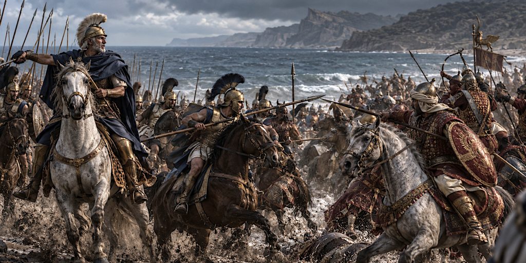 Parmenion’s Cavalry Holds the Coastal Flank
