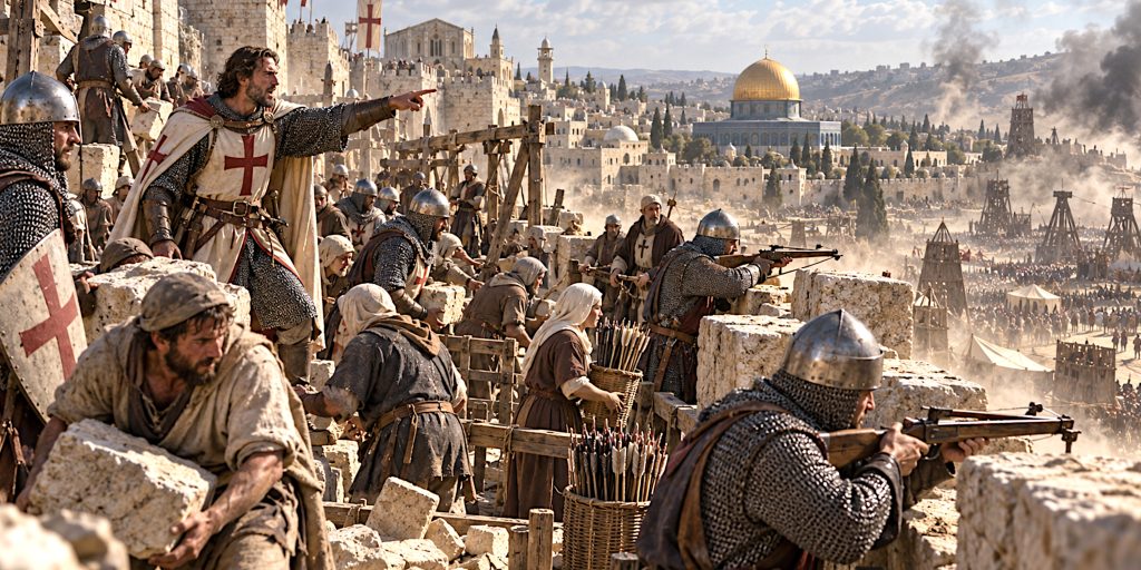 The Crusader defence of the city walls