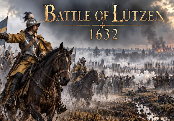 Historical reconstruction of Swedish cavalry and pike-and-shot infantry fighting through smoke at Lützen in 1632.