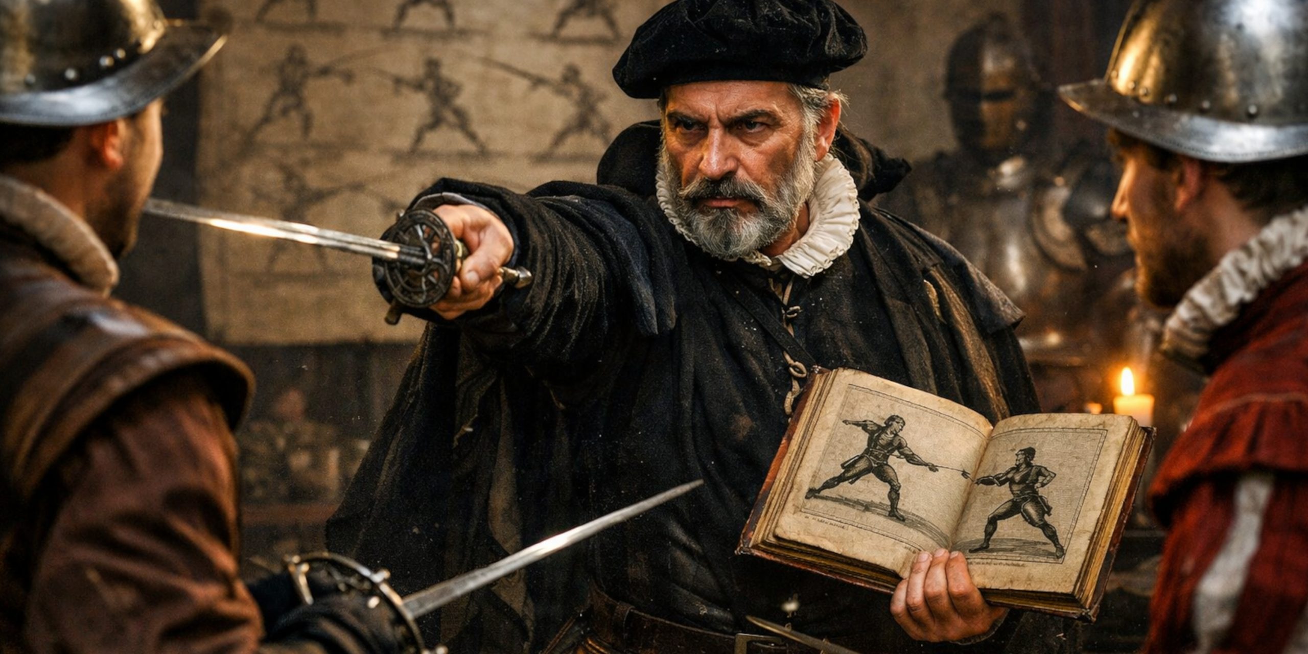 Salvator Fabris teaching fencing with a rapier