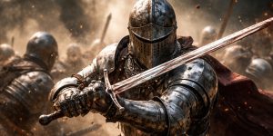 A Knight wielding the Longsword in battle