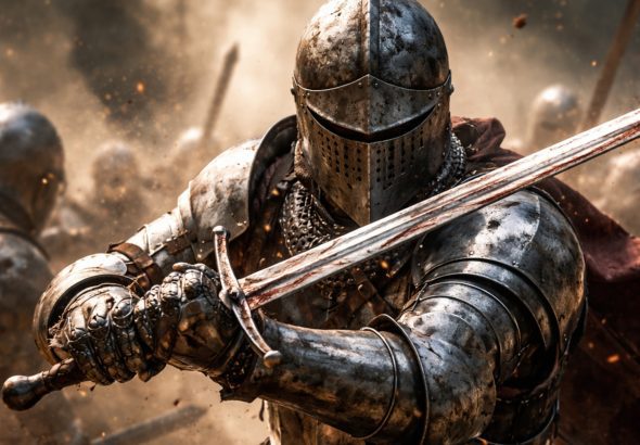 A Knight wielding the Longsword in battle