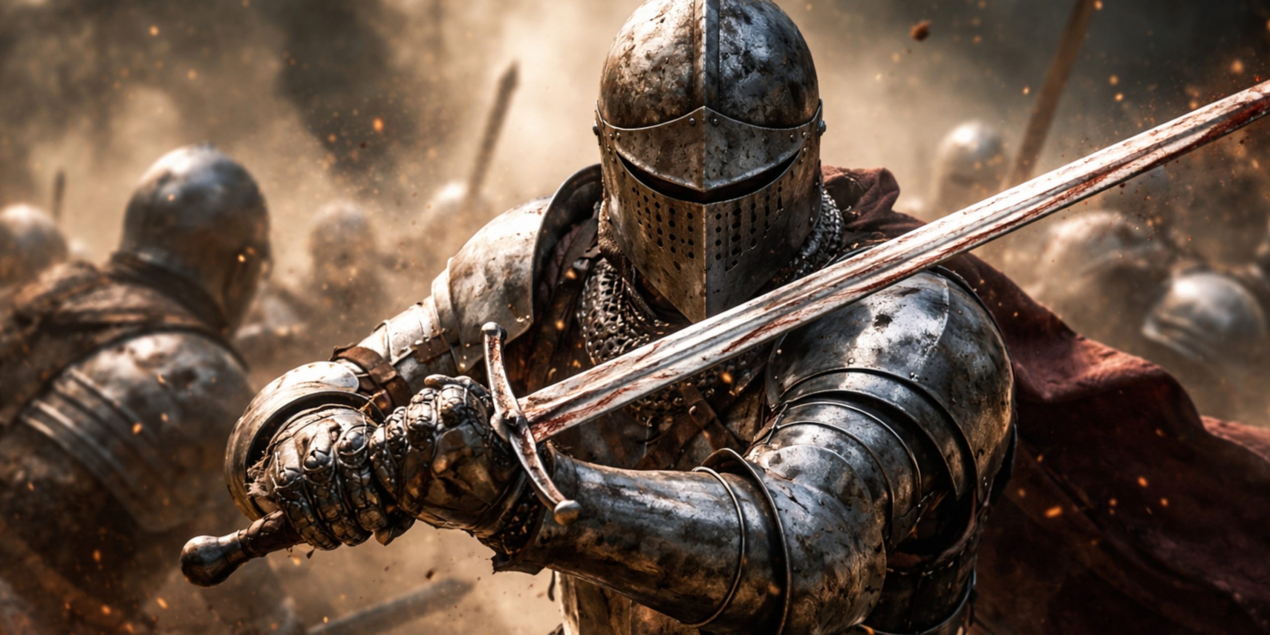 A Knight wielding the Longsword in battle