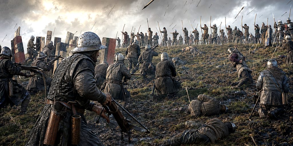 Crécy: Genoese Crossbowmen Under Arrow Fire