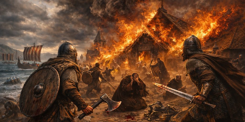 Viking raid on Lindisfarne monastery