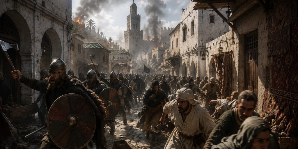 Raid on Seville early resistance overwhelmed by Vikings