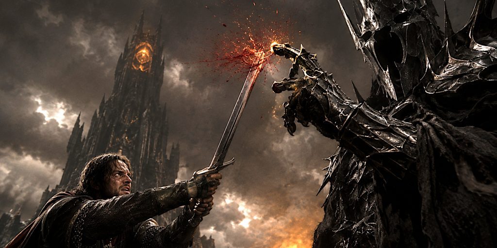 Narsil cuts the One Ring from Saurons finger