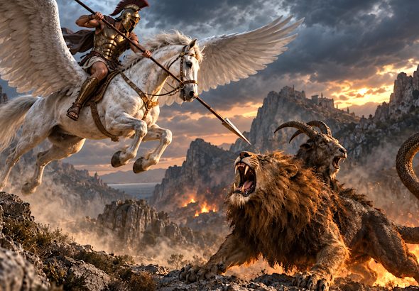 Bellerophon and Pegasus Strike the Chimera