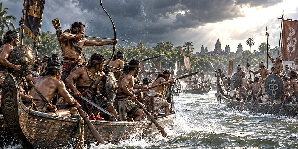 Monsoon Battle on the Angkor Waterway