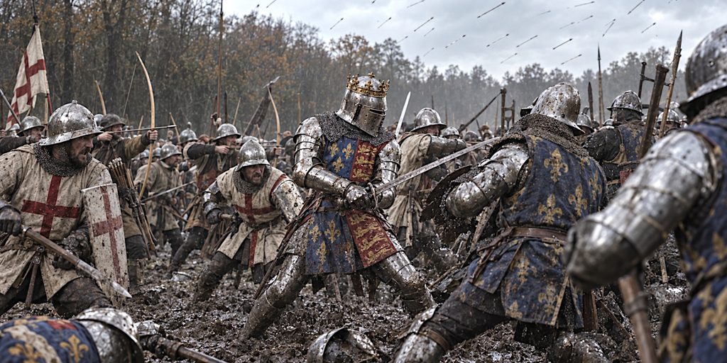 Henry V fighting on foot at Agincourt