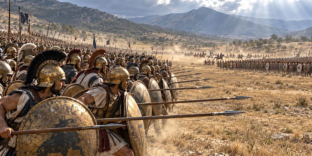 deep Theban formation advancing towards the enemy